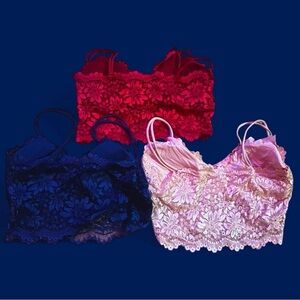 Medium woman’s Floral Lace Bandeau Set - Red, Navy, Blush